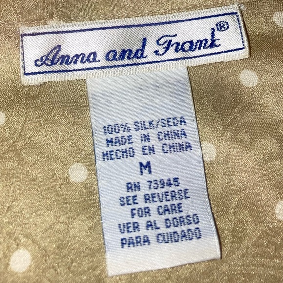 Anna and Frank vintage silk button down polka dot blouse size Medium - Picture 4 of 4